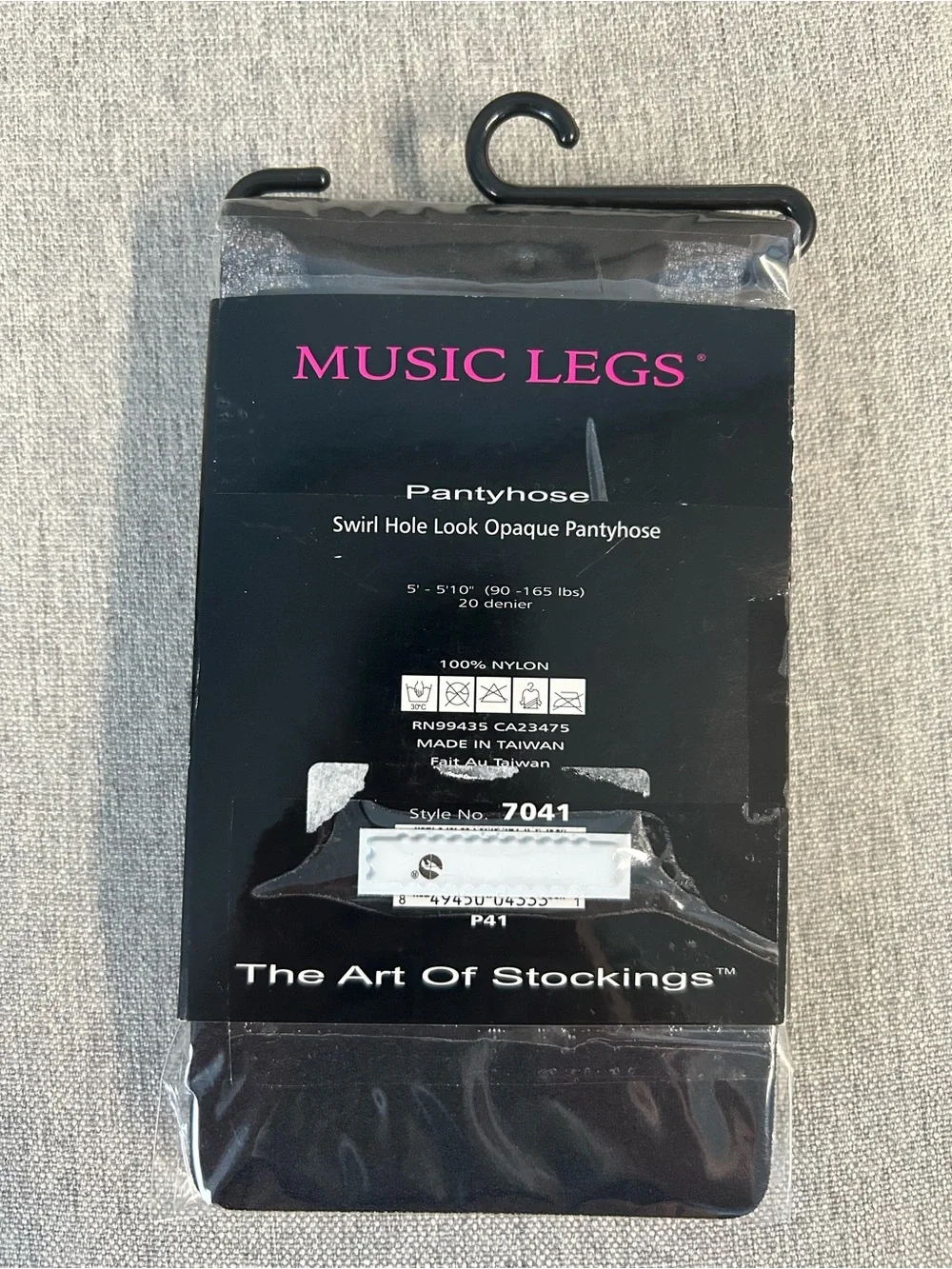 Music Legs Black Swirl Hole Opaque Pantyhose